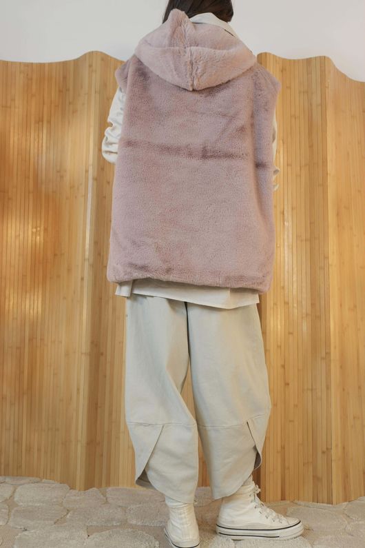 Mara Luxury Faux Fur Hooded Gilet Ballet